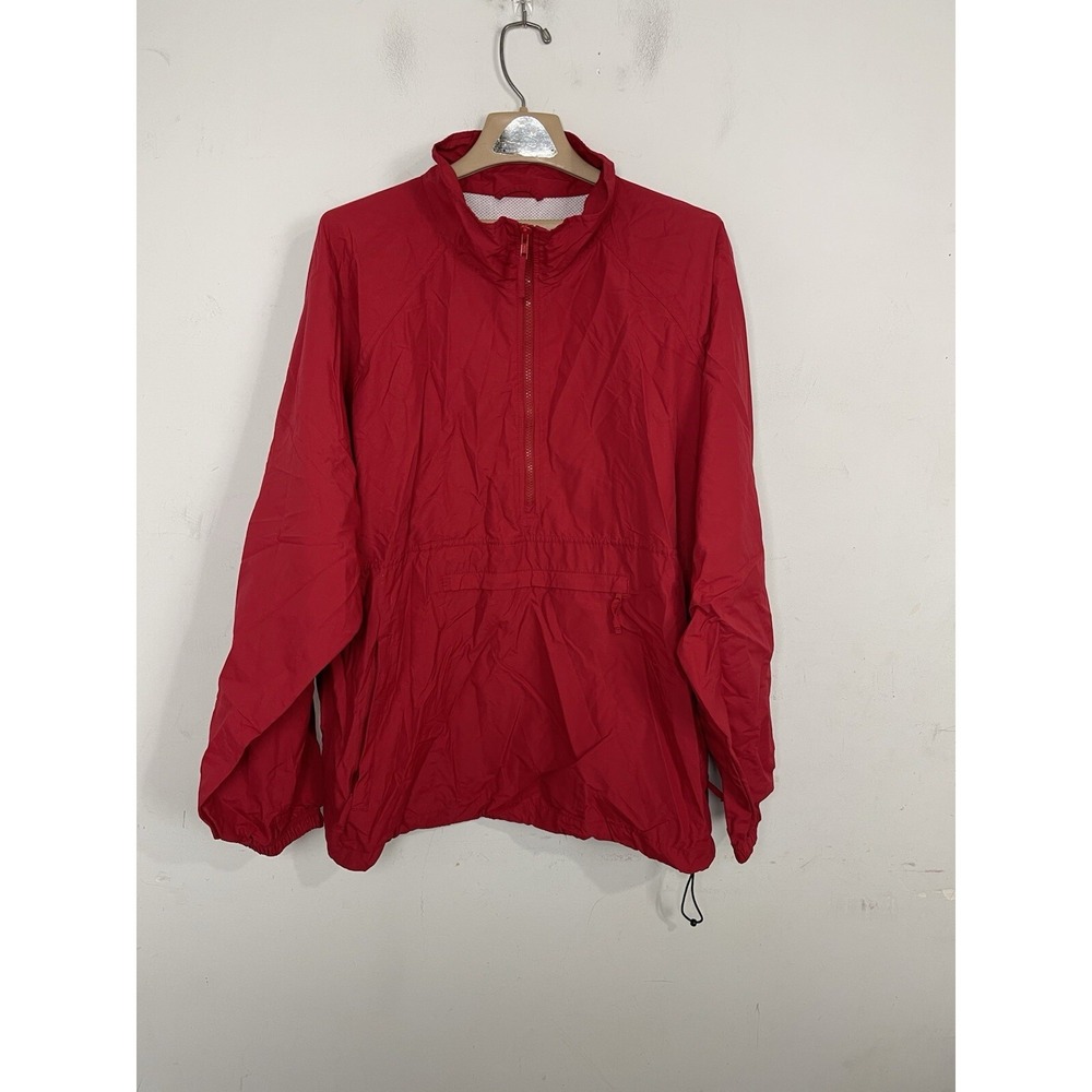 Lands‎ End Mens Jacket Anorak XL Red Nylon Hiking Outdoor Gorpcore 1/2 Zip
